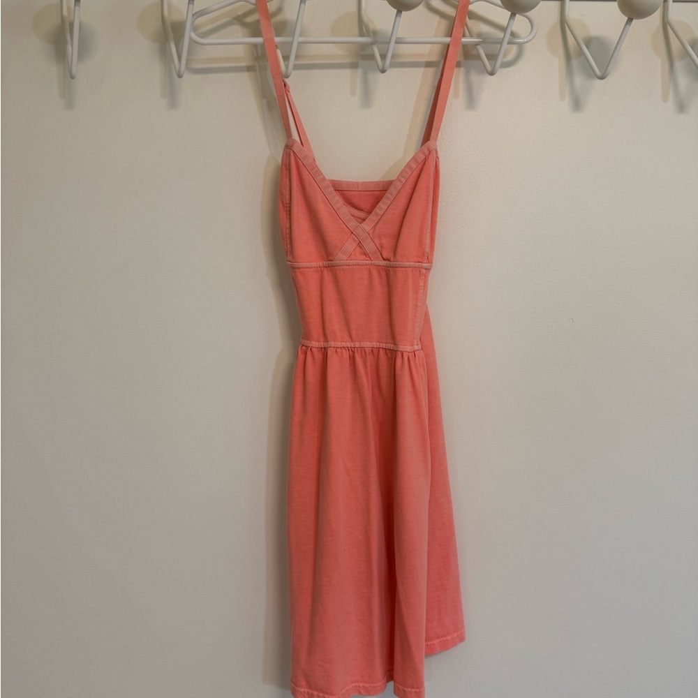Coral Sleeveless Mini Sundress with V-Neck